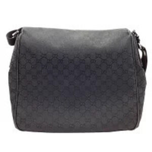 Gucci Shoulder Bag Messenger Canvas Leather Black GG